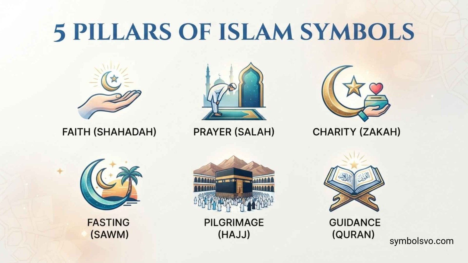 5 Pillars of Islam Symbols